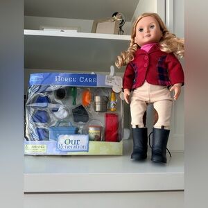 OUR GENERATION Horse Care Set 2002 & Equestrian Lilly Anna Doll BUNDLE LOT NEW